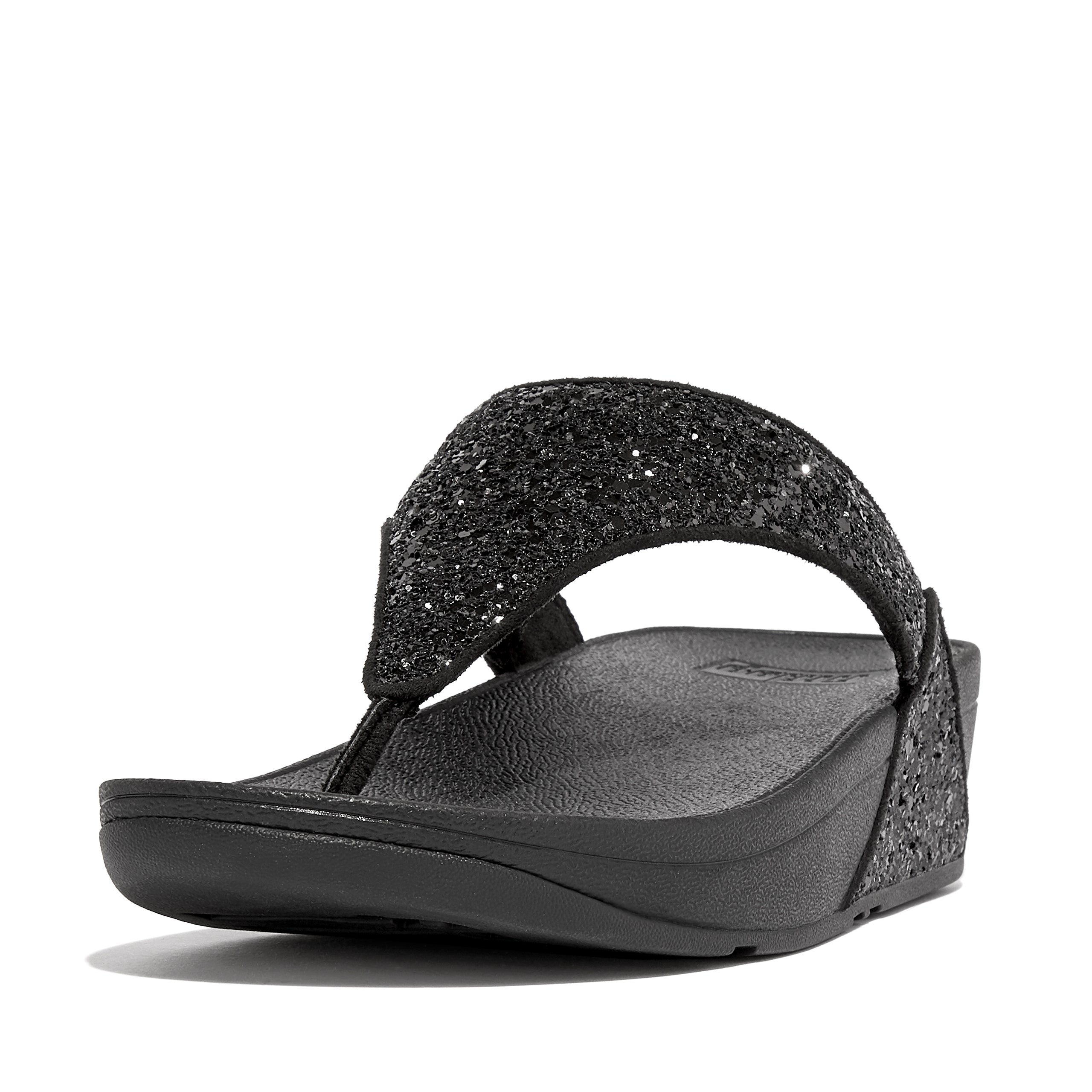 FITFLOP Lulu Glitter Toe-Thongs in Black X03 | Shop from eightywingold an official brand partner for Fitflop Canada and US.