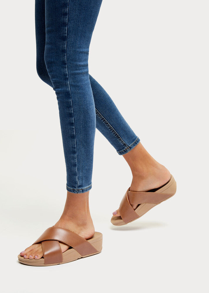 Lulu Leather Cross Slides