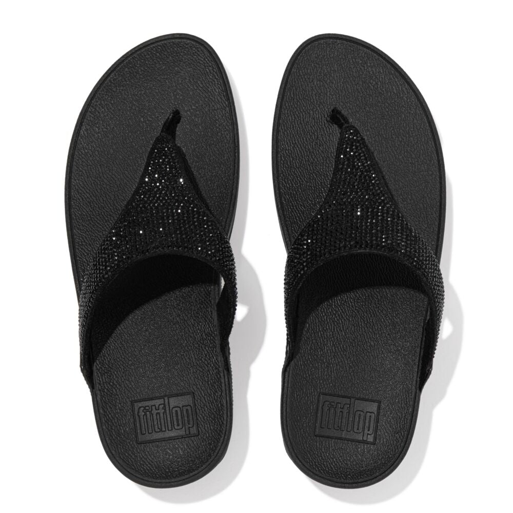 Lulu Crystal Embellished Toe-Post Sandals