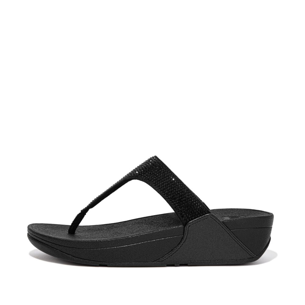Lulu Crystal Embellished Toe-Post Sandals