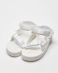 SUICOKE DEPA-2PO sandals with white nylon upper, white midsole and sole, strap and logo patch. From Spring/Summer 2023 collection on SUICOKE Official US & Canada Webstore. OG-022-2PO WHITE