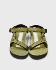 SUICOKE DEPA-JC01 sandals with black & yellow nylon upper, black & yellow midsole and sole, strap and logo patch. From Spring/Summer 2023 collection on SUICOKE Official US & Canada Webstore. OG-022-JC01 BLACK X YELLOW