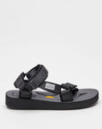 SUICOKE DEPA-V2 sandals with black nylon upper, black midsole and sole, strap and logo patch. From Spring/Summer 2022 collection on SUICOKE Official US & Canada Webstore.