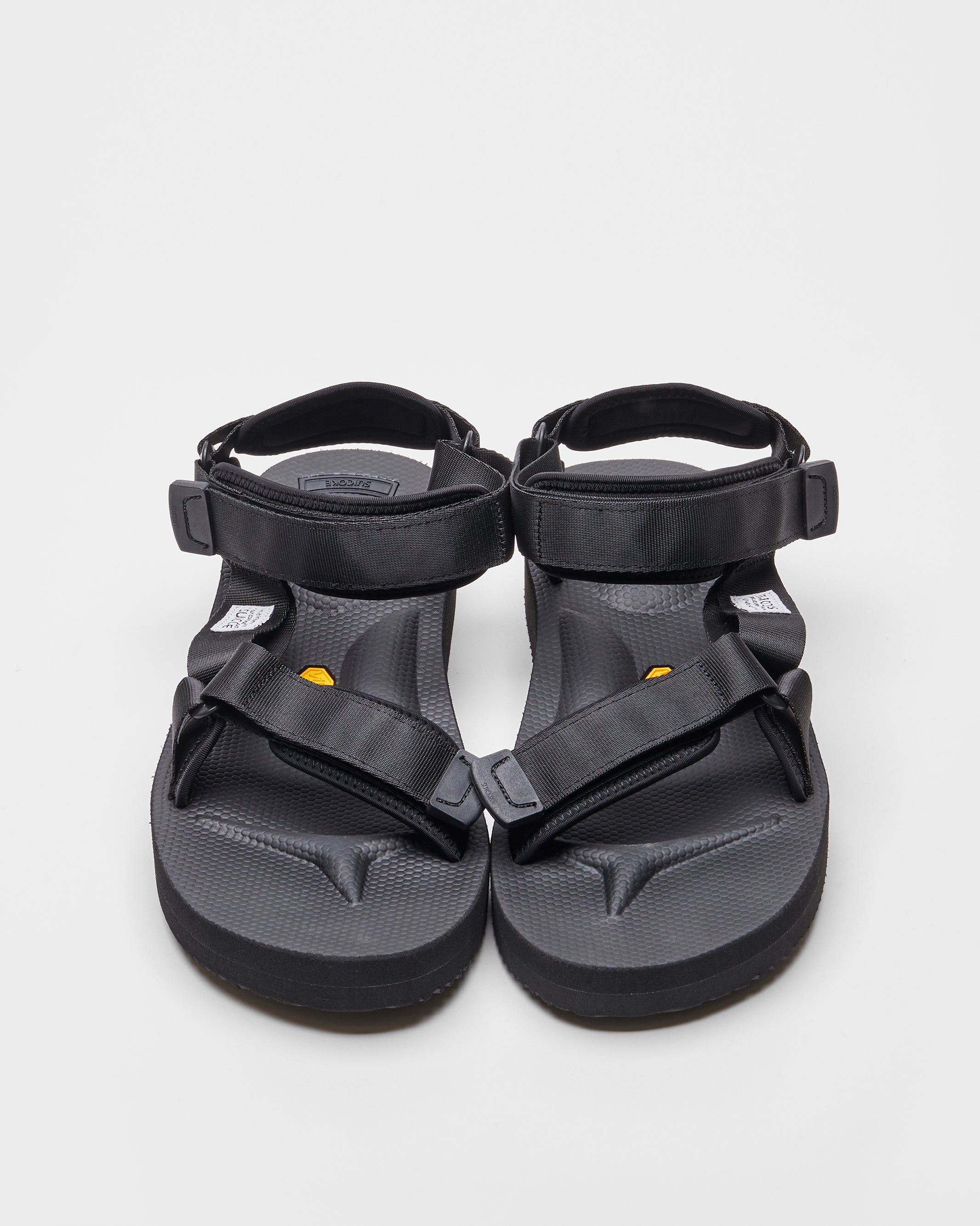 SUICOKE DEPA-V2 sandals with black nylon upper, black midsole and sole, strap and logo patch. From Spring/Summer 2022 collection on SUICOKE Official US & Canada Webstore.