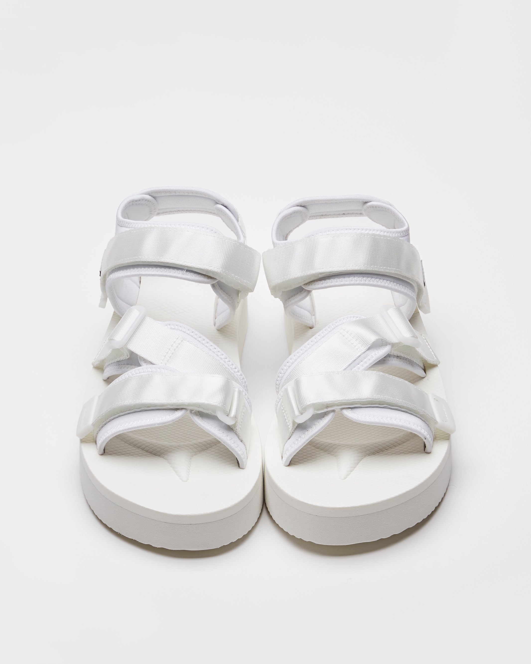 SUICOKE KISEE-PO shoes with white nylon upper, white midsole and sole, straps and logo patch. From Fall/Winter 2023 collection on SUICOKE Official US & Canada Webstore. OG-044PO BLACK