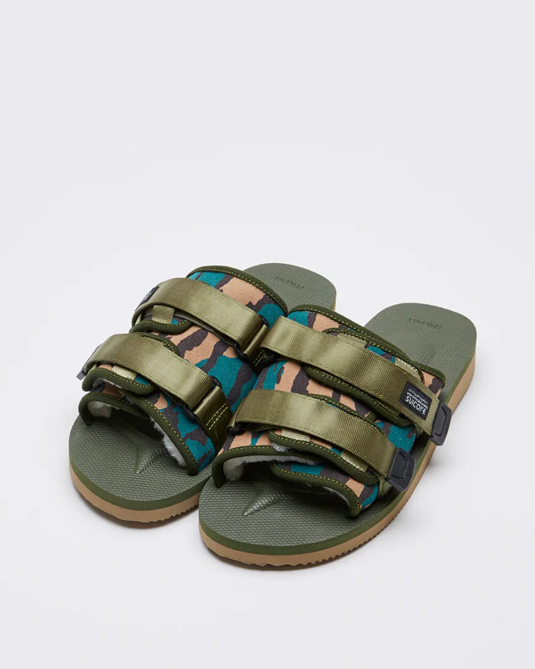 SUICOKE MOTO-Mab-PT04 SLIDES - Green. From Fall/Winter 2021 collection on SUICOKE Official US & Canada Webstore.