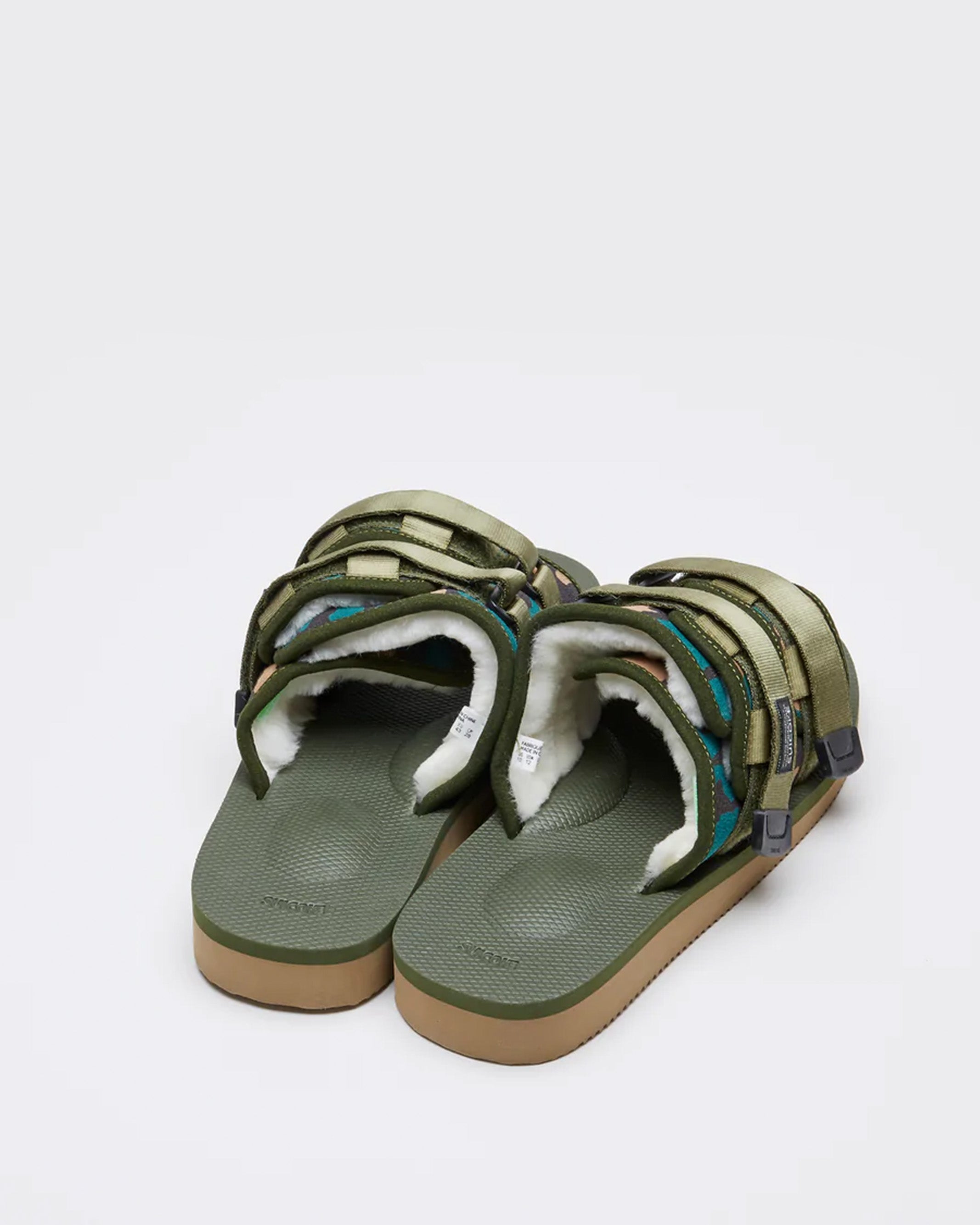 SUICOKE MOTO-Mab-PT04 SLIDES - Green. From Fall/Winter 2021 collection on SUICOKE Official US & Canada Webstore.