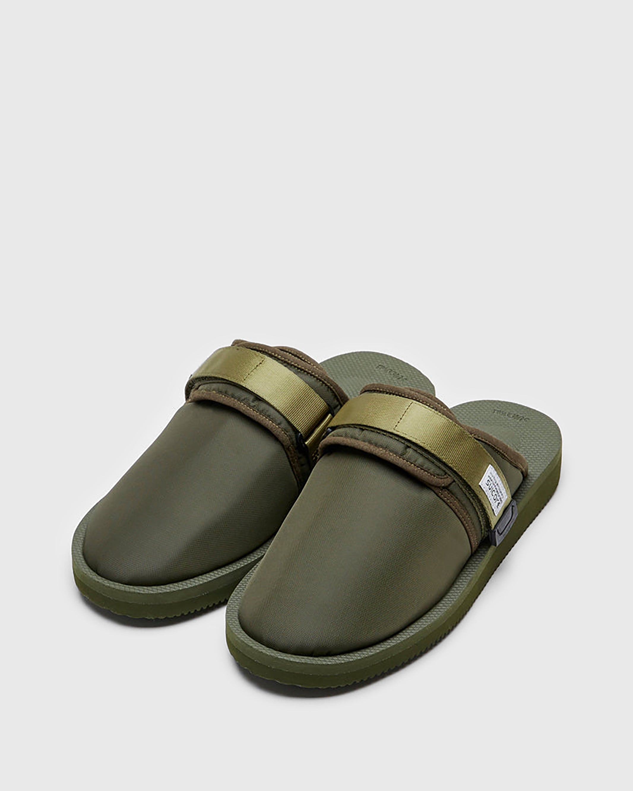 SUICOKE ZAVO-Cab MULES - Olive. From Spring/Summer 2023 collection on SUICOKE Official US & Canada Webstore.