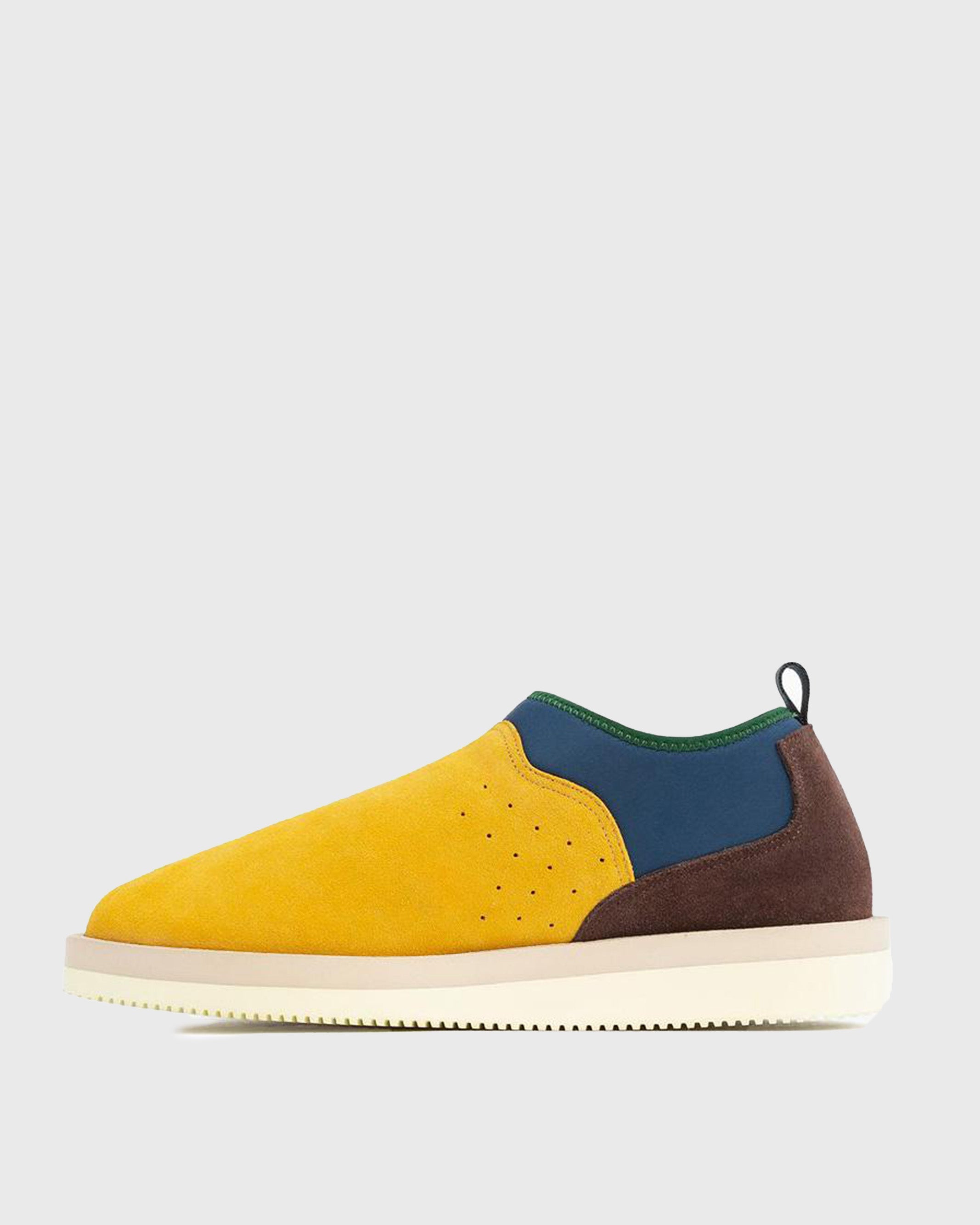 SUICOKE Aime Leon Dore Edition RON-MAIM-MID shoes with mixed color  cow suede + shearling linng upper, EVA antibacterial footbed, SUICOKE original sole. From Aime Dore capsule collection on SUICOKE Official US & Canada Webstore.