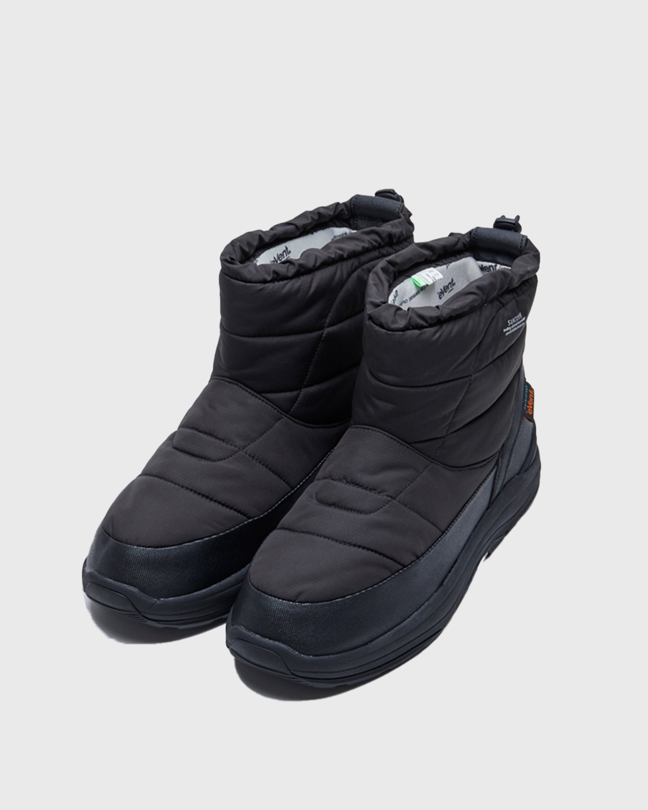 SUICOKE BOWER-evab low top ankle boots with black nylon upper and running sole with adjustable toggle cord closure. From Fall/Winter 2021 collection on SUICOKE Official US & Canada Webstore.