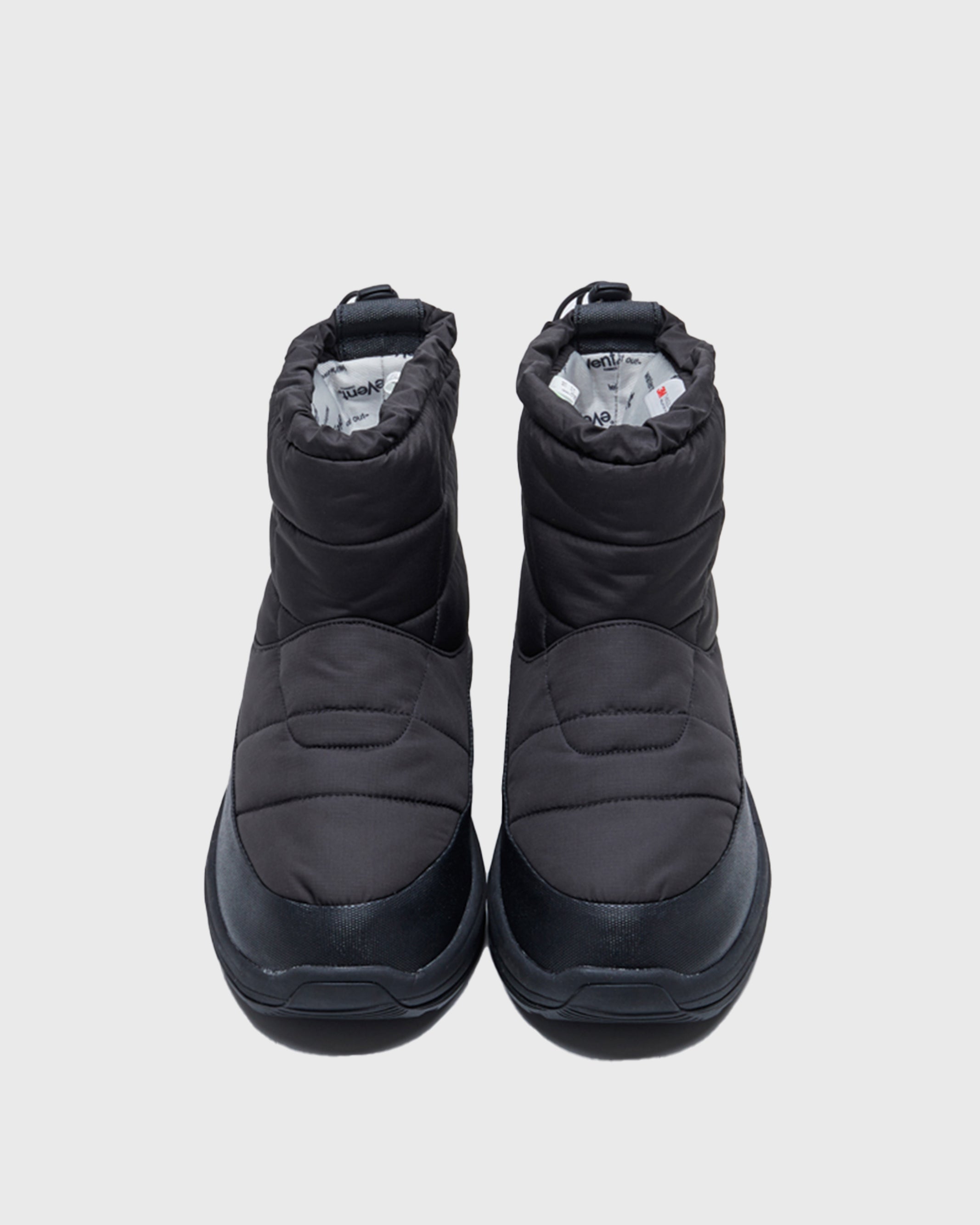 SUICOKE BOWER-evab low top ankle boots with black nylon upper and running sole with adjustable toggle cord closure. From Fall/Winter 2021 collection on SUICOKE Official US & Canada Webstore.