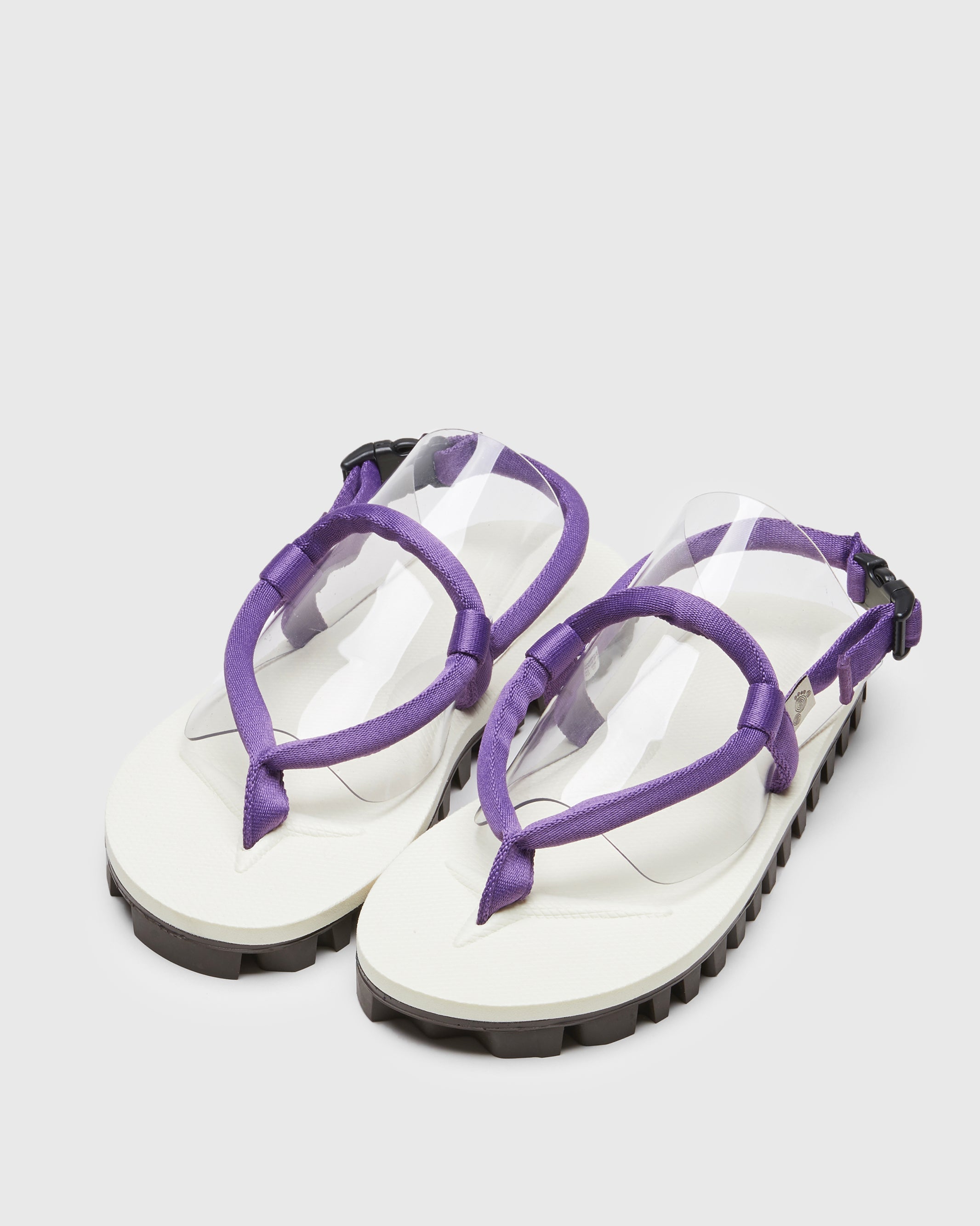 SUICOKE GUT sandals with purple & ivory nylon upper, purple & ivory midsole and sole, strap and logo patch. From Spring/Summer 2023 collection on SUICOKE Official US & Canada Webstore. OG-246 PURPLE X IVORY