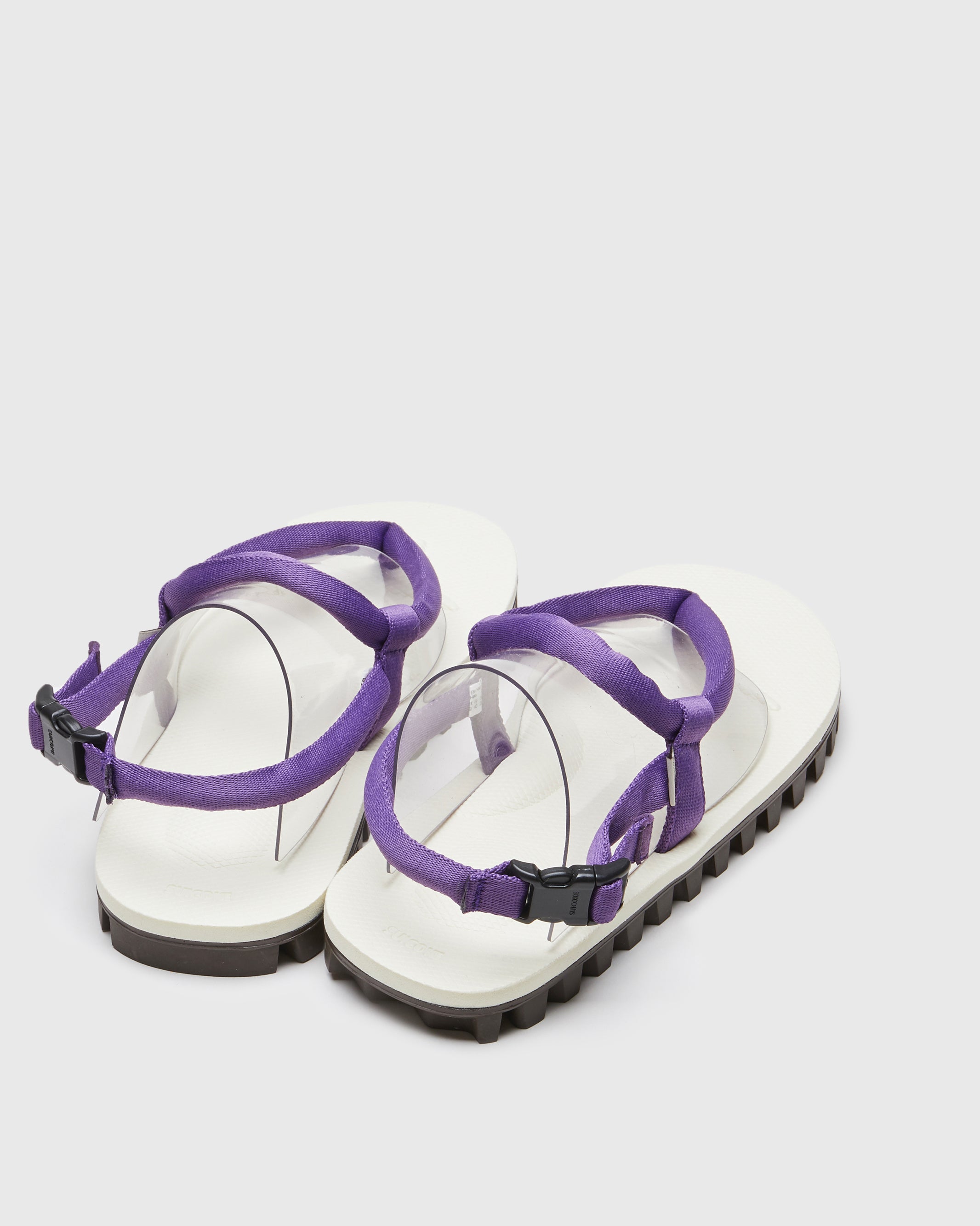 SUICOKE GUT sandals with purple & ivory nylon upper, purple & ivory midsole and sole, strap and logo patch. From Spring/Summer 2023 collection on SUICOKE Official US & Canada Webstore. OG-246 PURPLE X IVORY