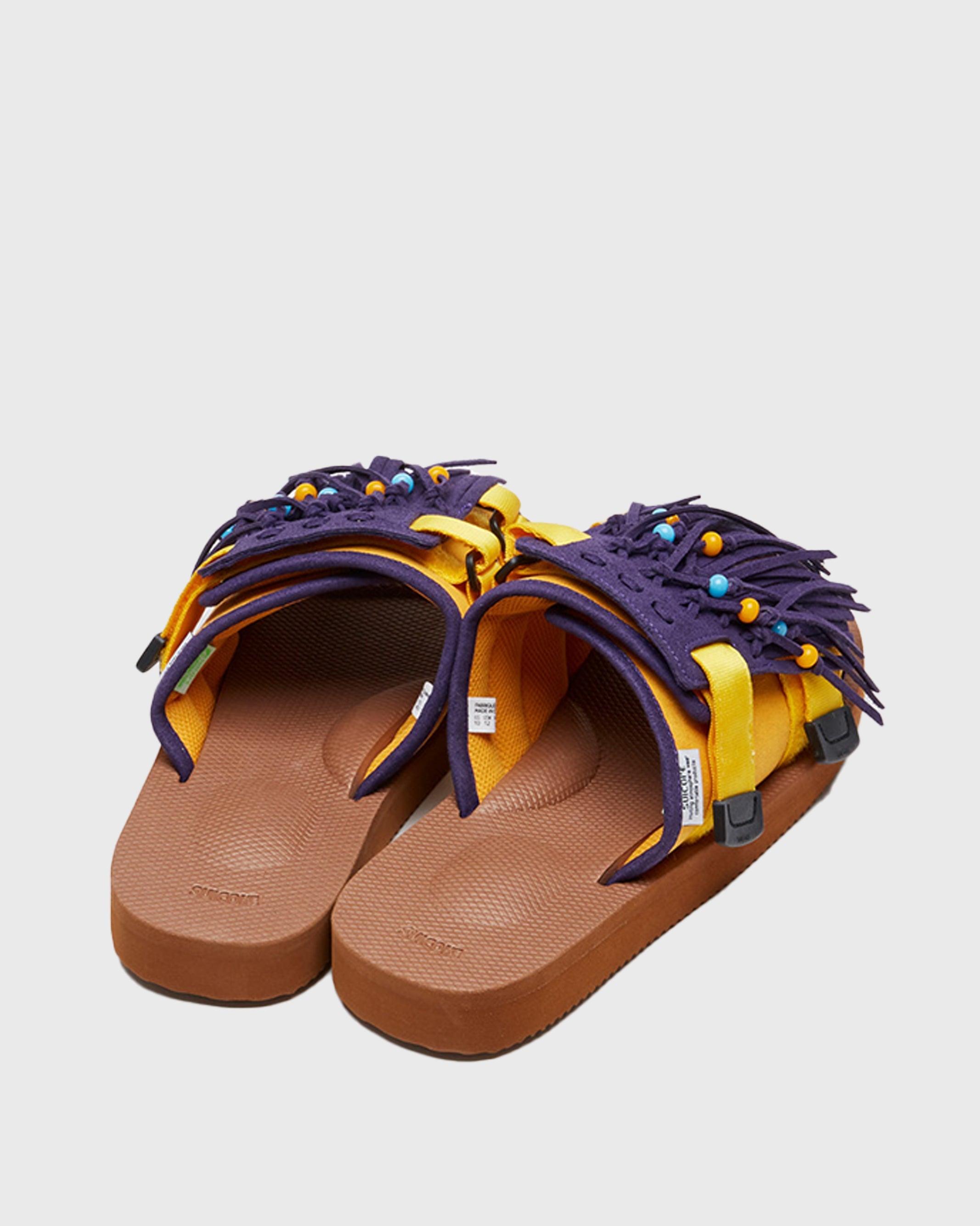 SUICOKE HOTO-Cab SLIDES - Yellow x Brown. From Fall/Winter 2021 collection on SUICOKE Official US & Canada Webstore.