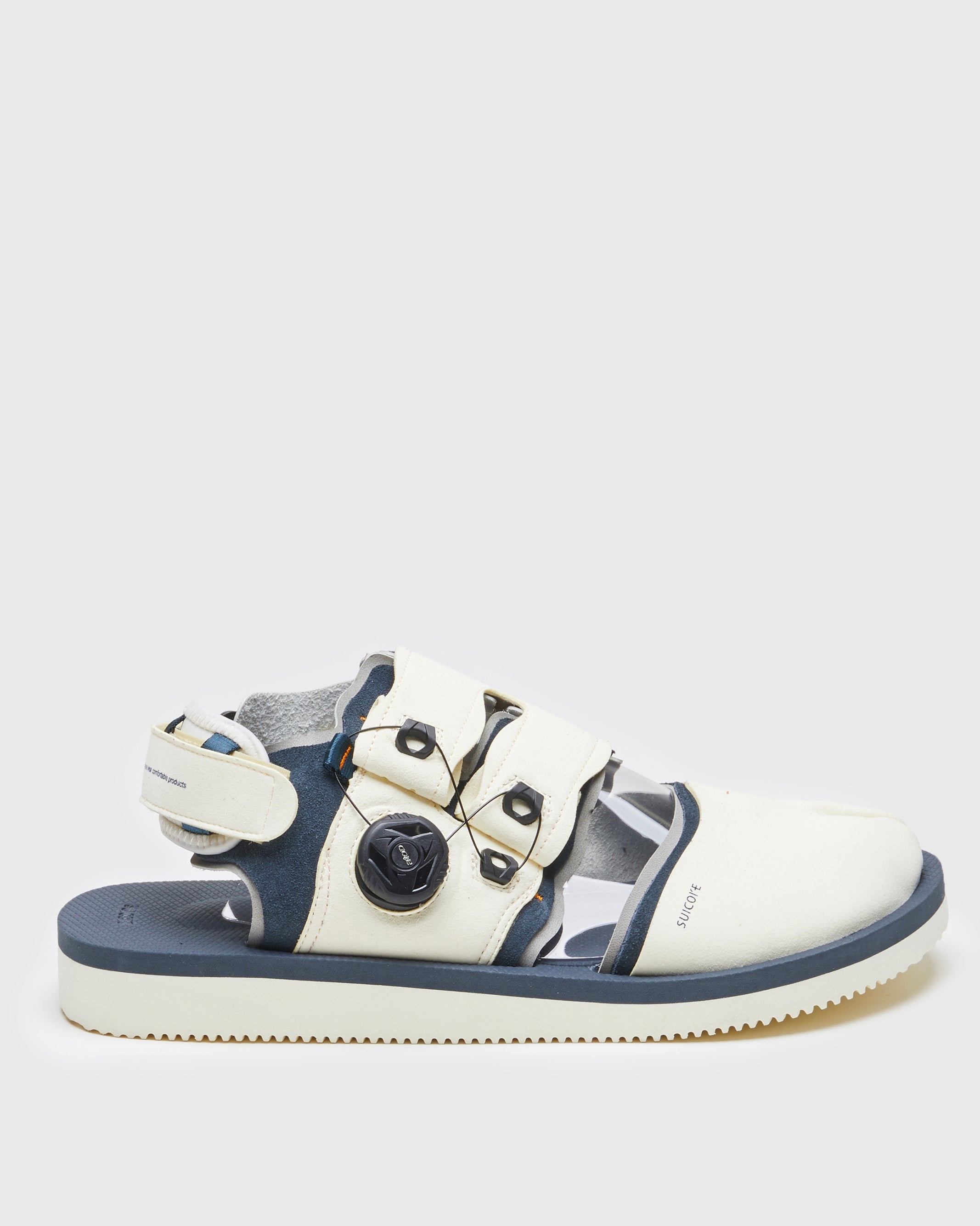 SUICOKE HAKU-ab SANDALS - IVORY X NAVY. From Spring/Summer 2023 collection on SUICOKE Official US & Canada Webstore.