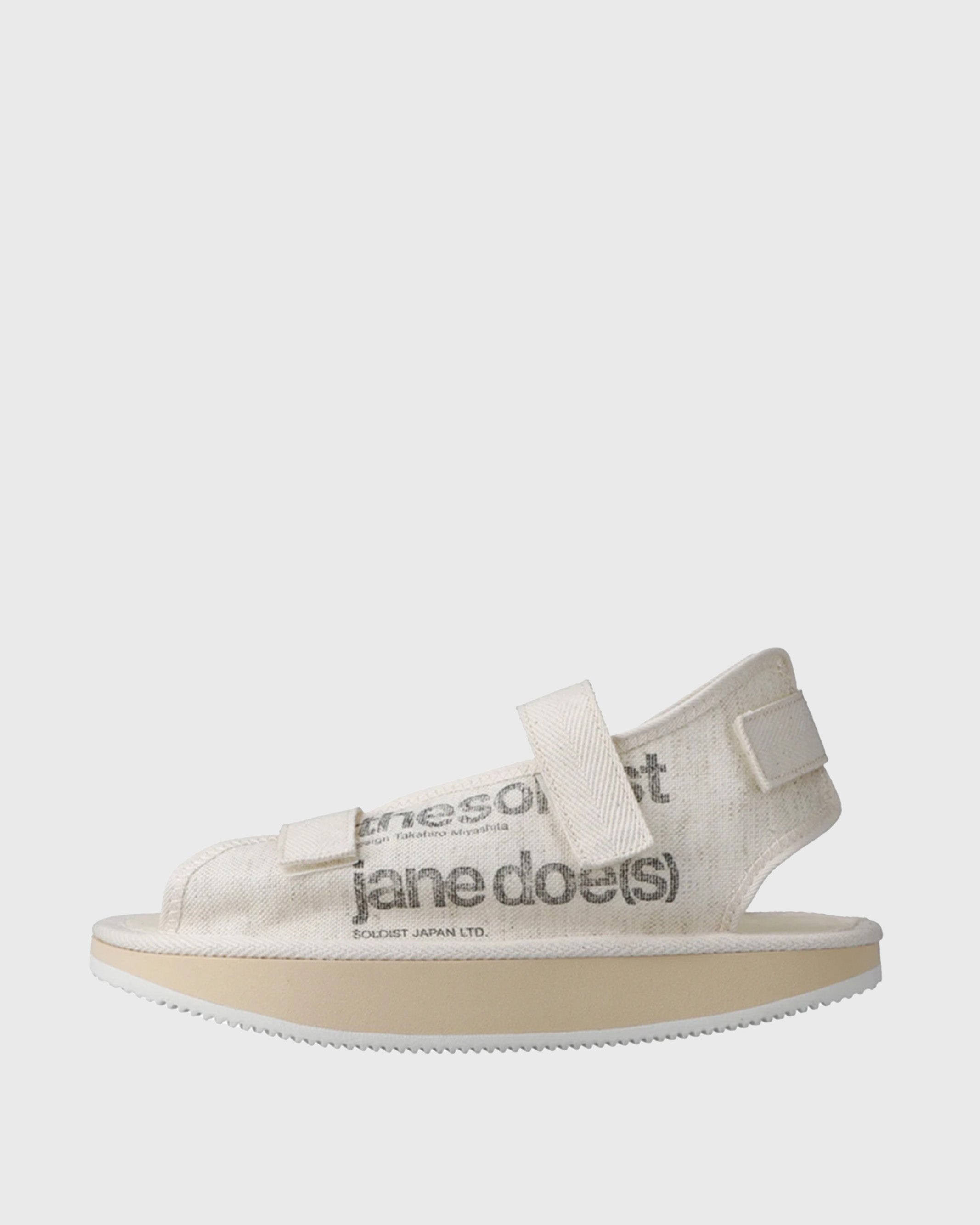 SUICOKE TAKAHIROMIYASHITATheSoloist Edition Moon-shaped Sandal JANE in Off-White OG-280-JANE | Shop from eightywingold an official brand partner for SUICOKE Canada and US.