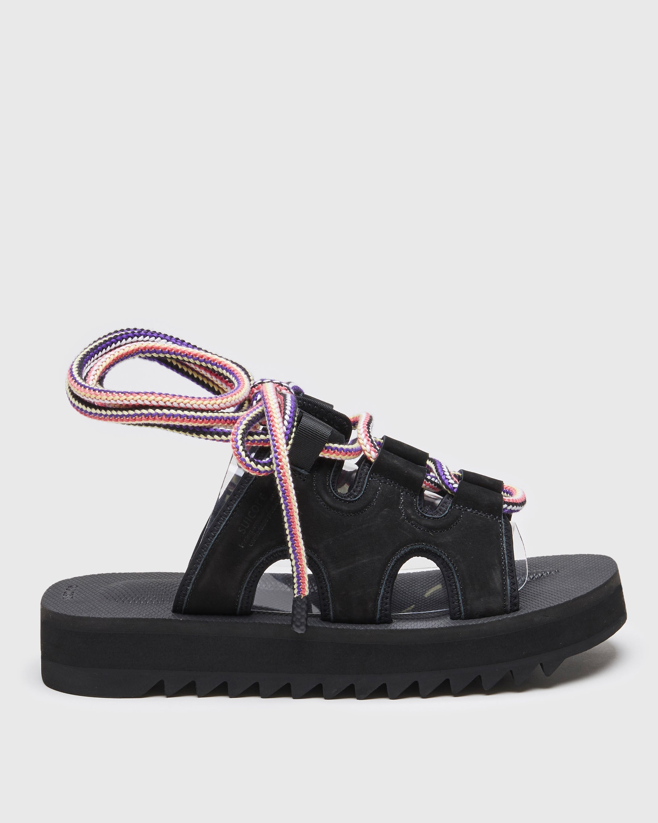 SUICOKE RAY-AB slides with black nylon upper, black midsole and sole, strap and logo patch. From Spring/Summer 2023 collection on SUICOKE Official US & Canada Webstore. OG-326AB BLACK