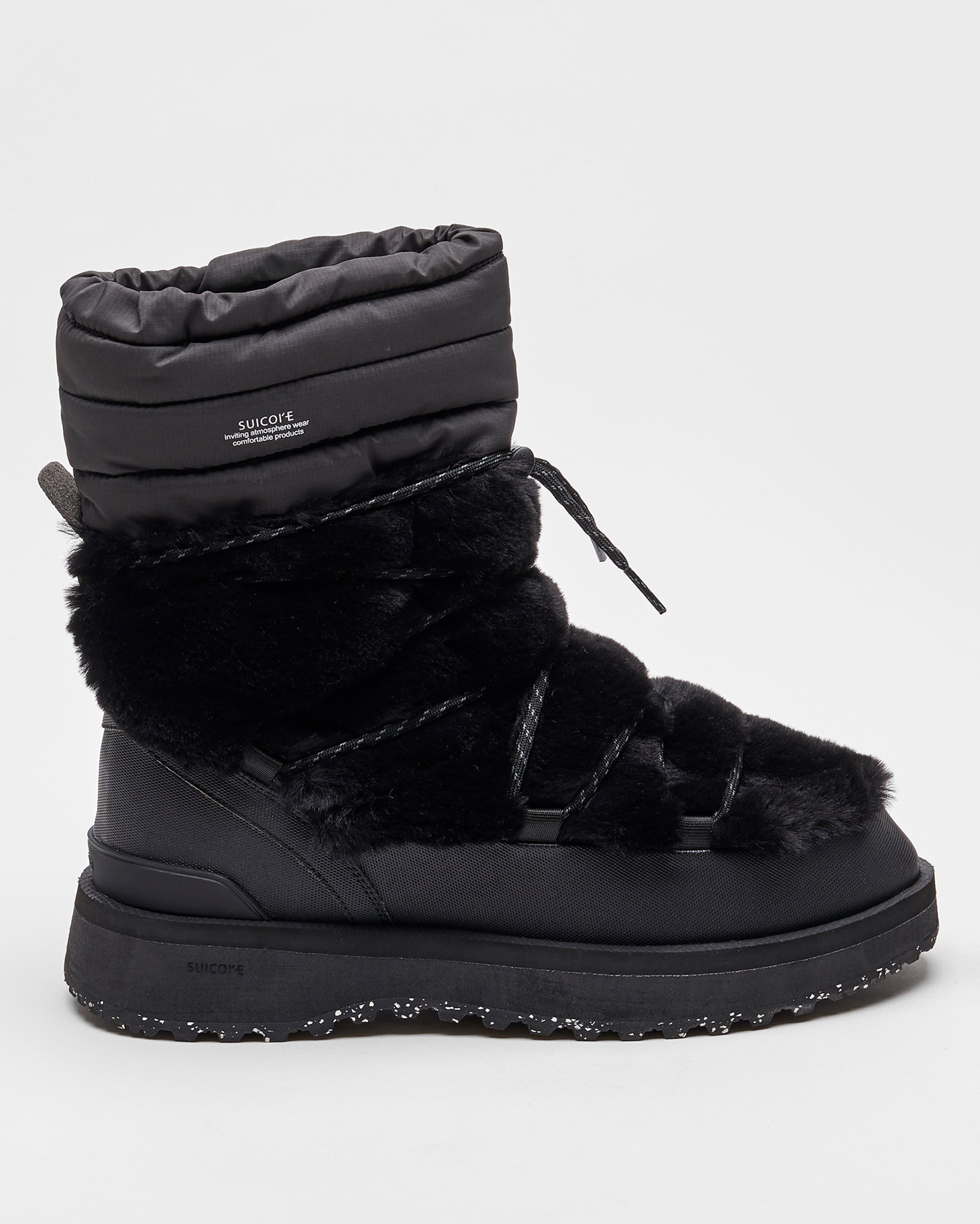 SUICOKE BOWER-ab-HI-FUR high top ankle boots with black nylon upper and trek sole. From Fall/Winter 2023 collection on SUICOKE Official US & Canada Webstore.