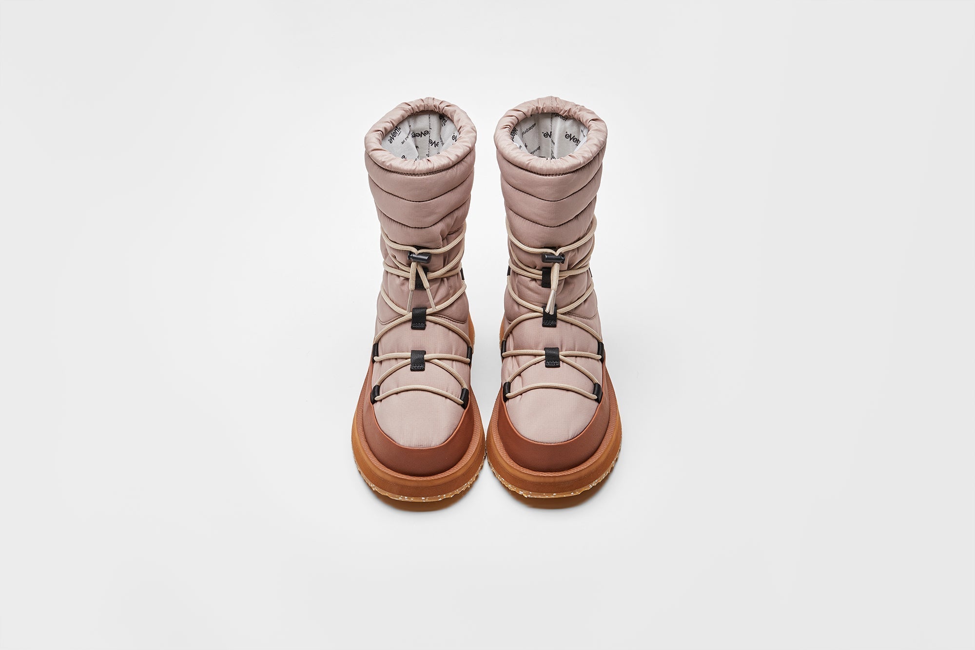 SUICOKE BOWER evab-HI-LACE high top ankle boots with beige & brown nylon upper, eVent waterproof lining and trek sole. From Fall/Winter 2023 collection on SUICOKE Official US & Canada Webstore. OG-340EVAB-HI-LACE BEIGE/BROWN