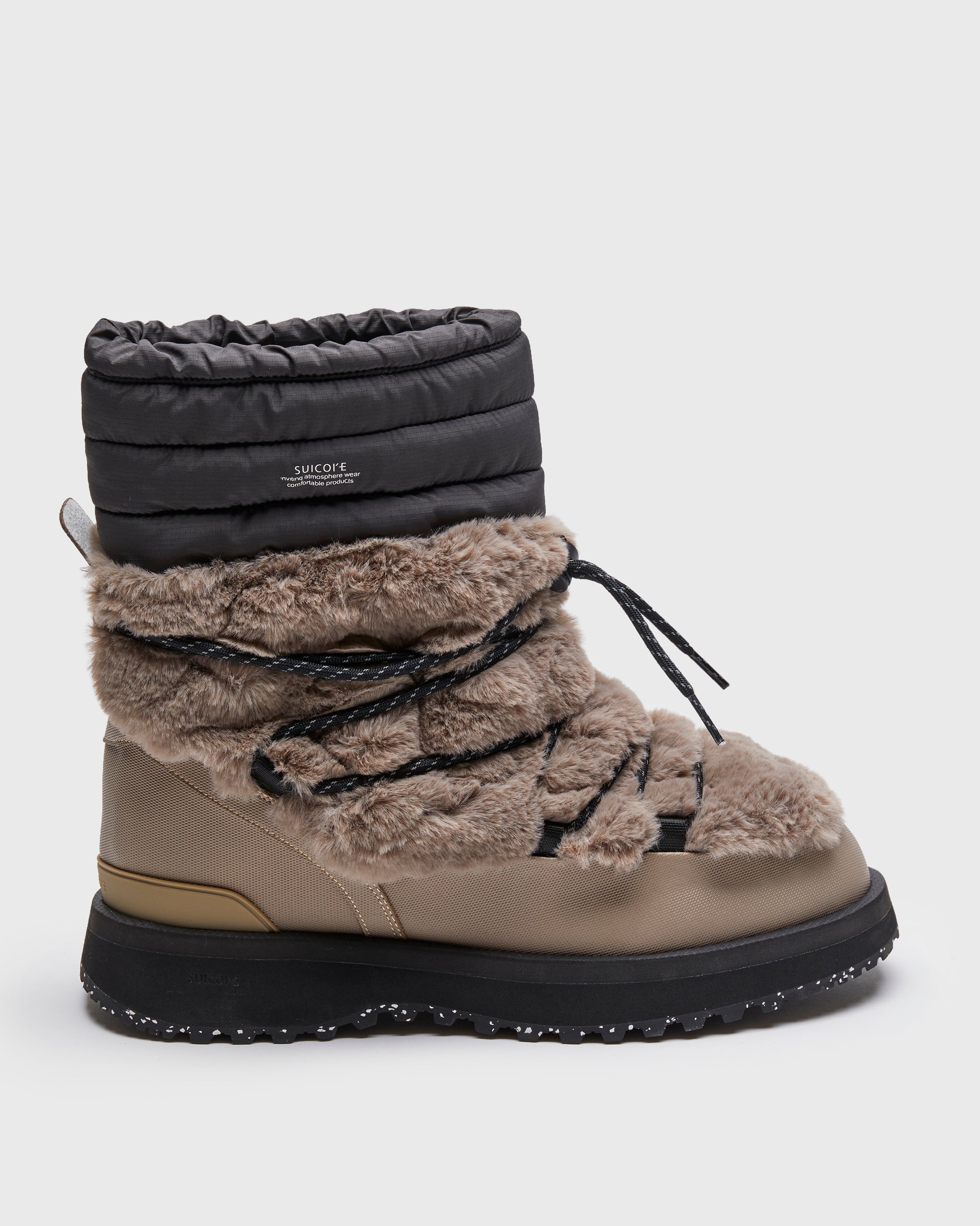 Shop BOWER-TRab-HI-FUR (OG-340TRab-HI-FUR) in TAUPE/BLACK  From Fall Winter 2024 collection on SUICOKE Official US & Canada Webstore | suicoke.ca.