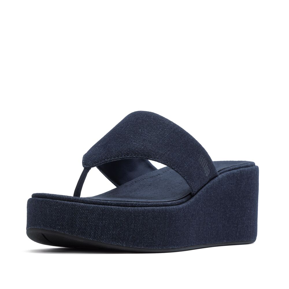 Platforms Denim Wedge Toe-Post Sandals