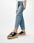 Platforms Espadrille Leather Wedge Cross Slides