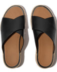 Platforms Espadrille Leather Wedge Cross Slides