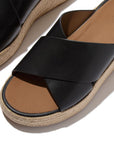 Platforms Espadrille Leather Wedge Cross Slides