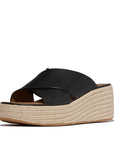 Platforms Espadrille Leather Wedge Cross Slides
