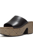 Platforms Graphic-Weave Leather Heeled Slides