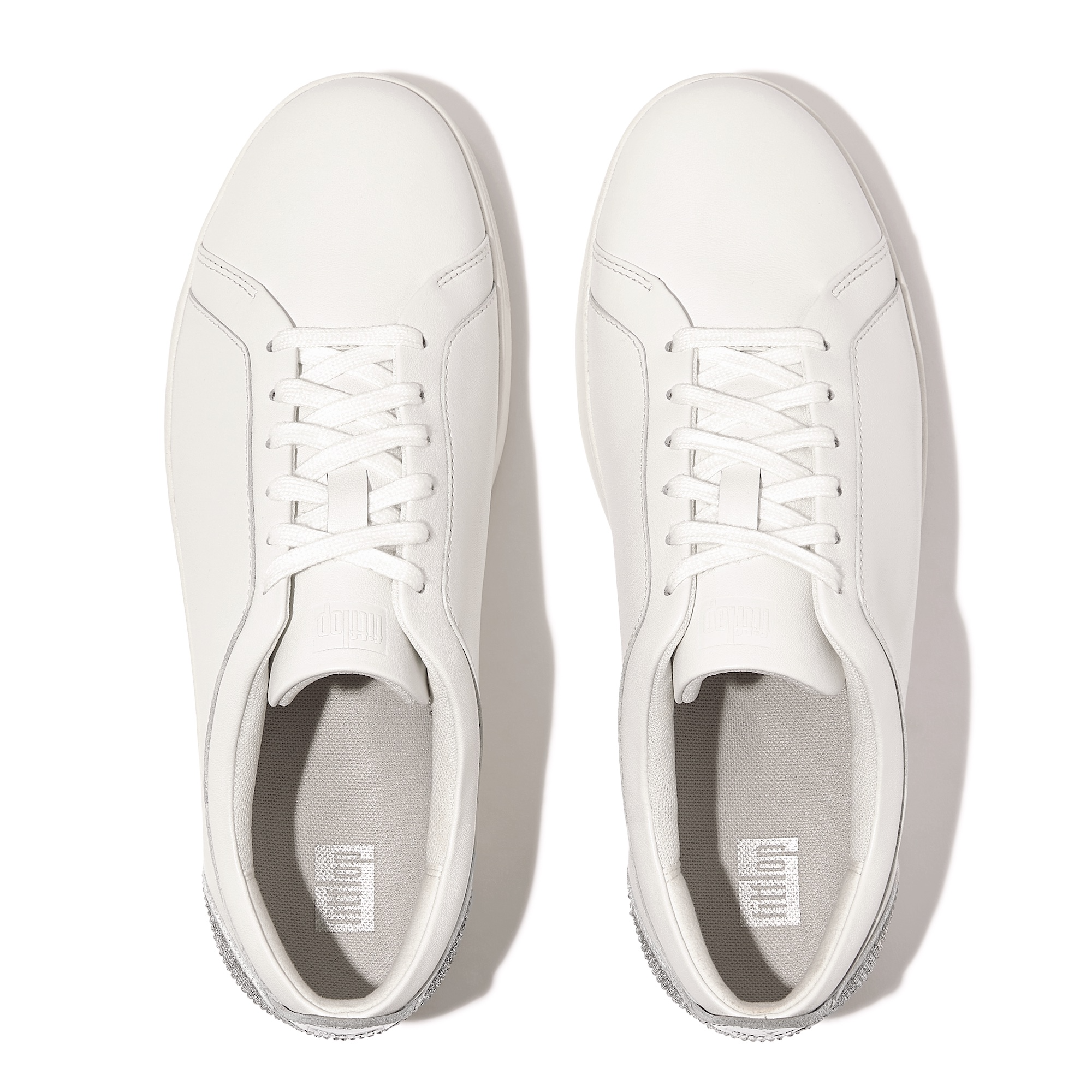 FITFLOP Rally Crystal-Backtab Leather Trainers in White HY8 | Shop from eightywingold an official brand partner for Fitflop Canada and US.