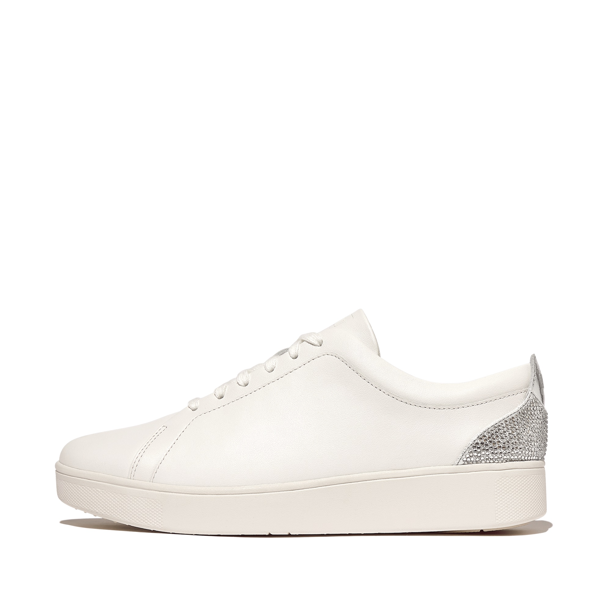 FITFLOP Rally Crystal-Backtab Leather Trainers in White HY8 | Shop from eightywingold an official brand partner for Fitflop Canada and US.