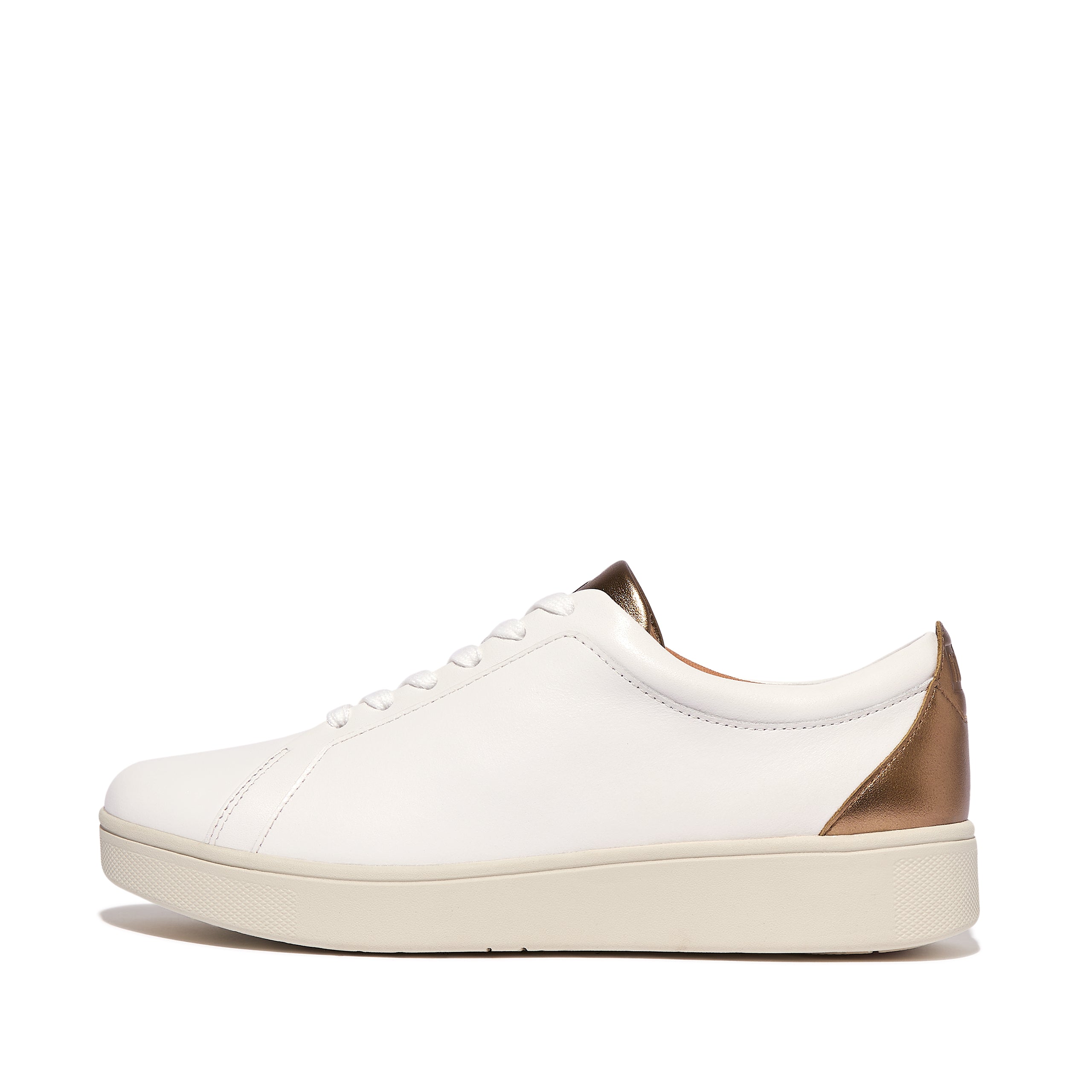 FITFLOP Rally Metallic Backtab Sneakers in White and Bronze DQ3 | Shop from eightywingold an official brand partner for Fitflop Canada and US.