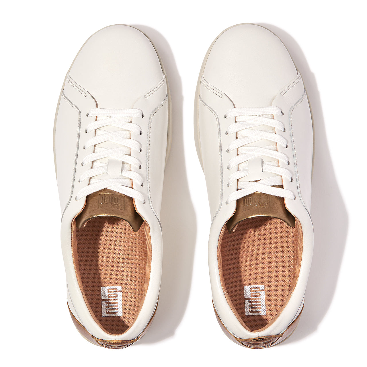 FITFLOP Rally Metallic Backtab Sneakers in White and Bronze DQ3 | Shop from eightywingold an official brand partner for Fitflop Canada and US.