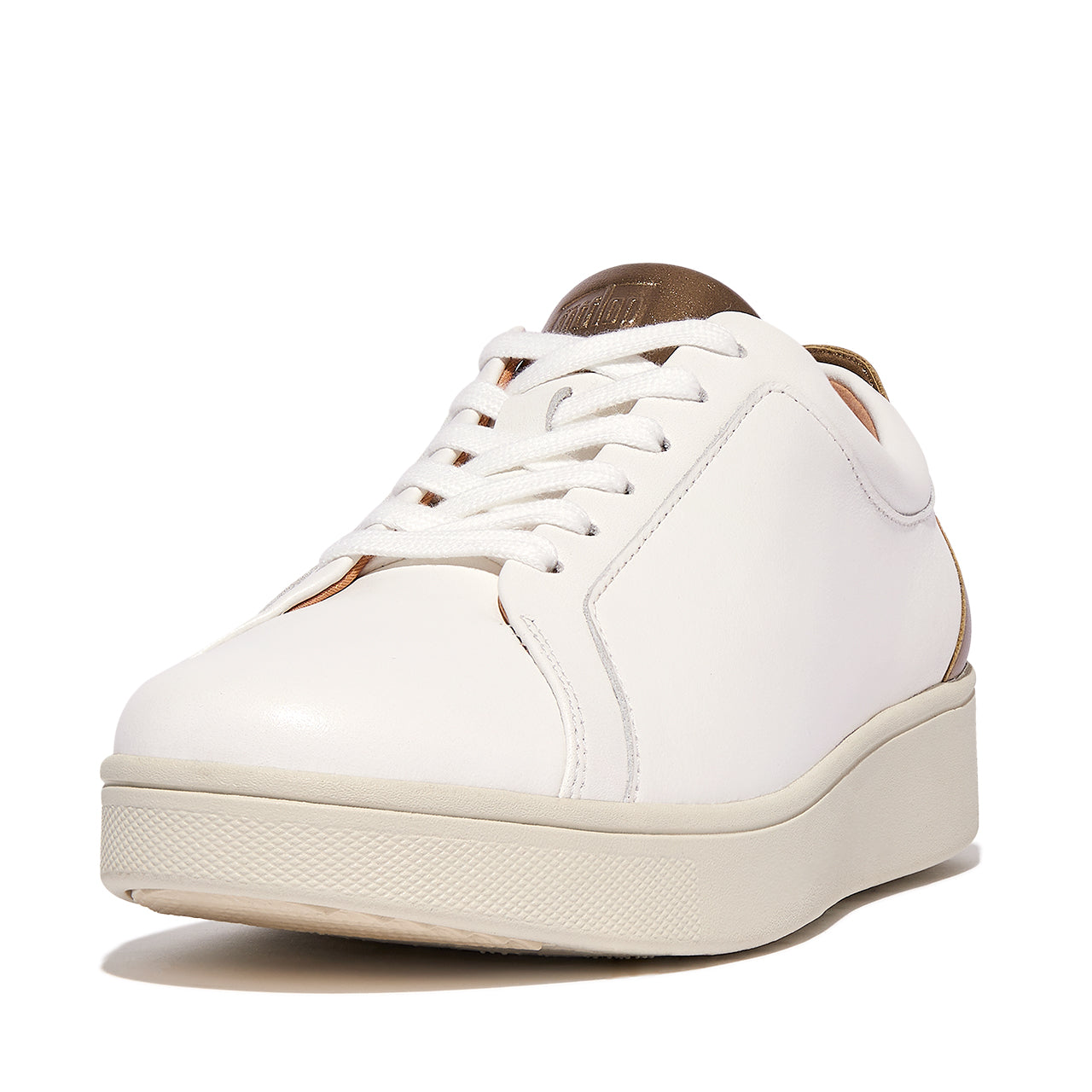 FITFLOP Rally Metallic Backtab Sneakers in White and Bronze DQ3 | Shop from eightywingold an official brand partner for Fitflop Canada and US.