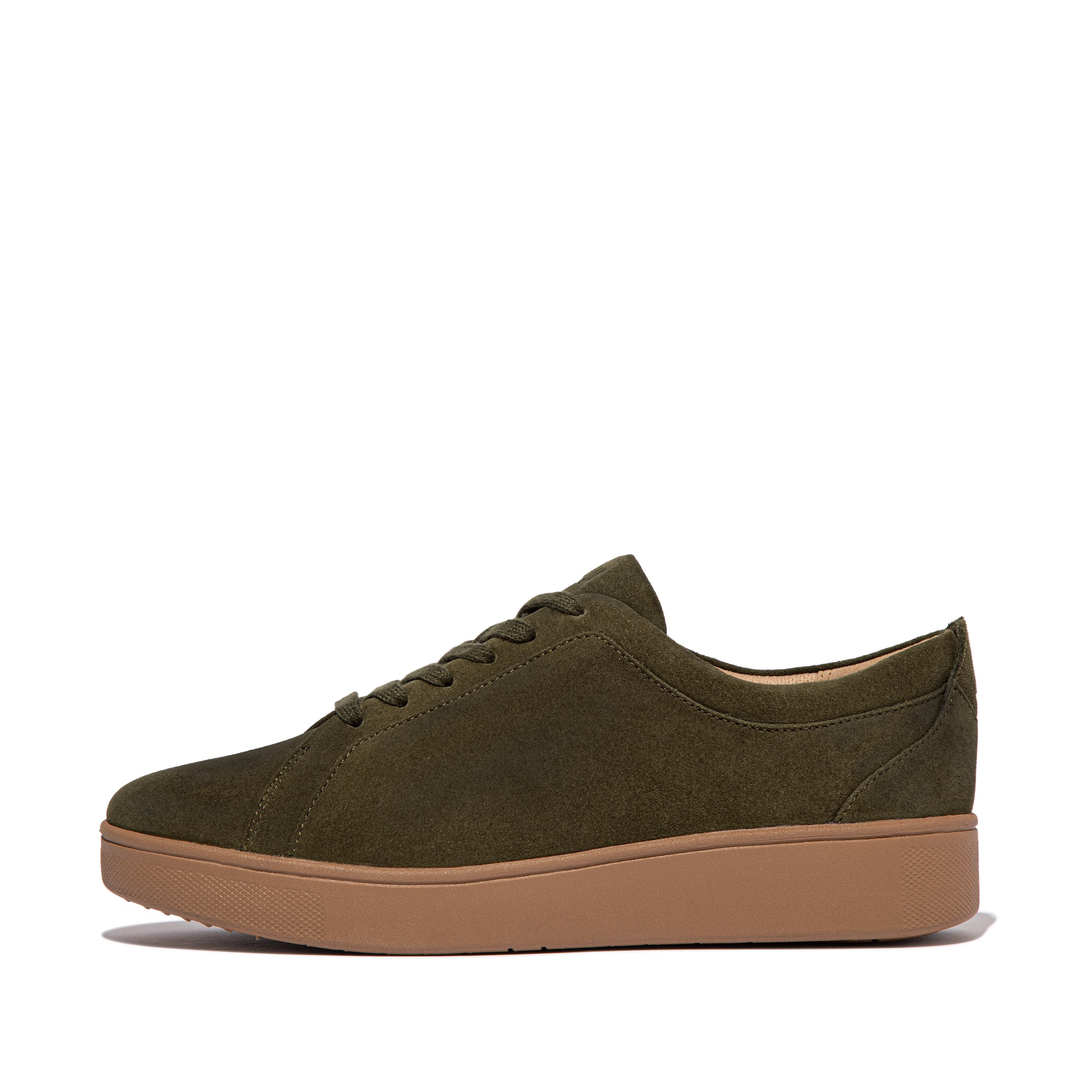 FITFLOP Rally Suede Sneakers in Dark Olive EM1 | Shop from eightywingold an official brand partner for Fitflop Canada and US.