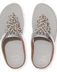 FITFLOP Rumba Beaded Toe-Post Sandals in Silver DR7 | Shop from eightywingold an official brand partner for Fitflop Canada and US.