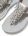 FITFLOP Rumba Beaded Toe-Post Sandals in Silver DR7 | Shop from eightywingold an official brand partner for Fitflop Canada and US.