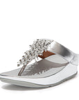 FITFLOP Rumba Beaded Toe-Post Sandals in Silver DR7 | Shop from eightywingold an official brand partner for Fitflop Canada and US.