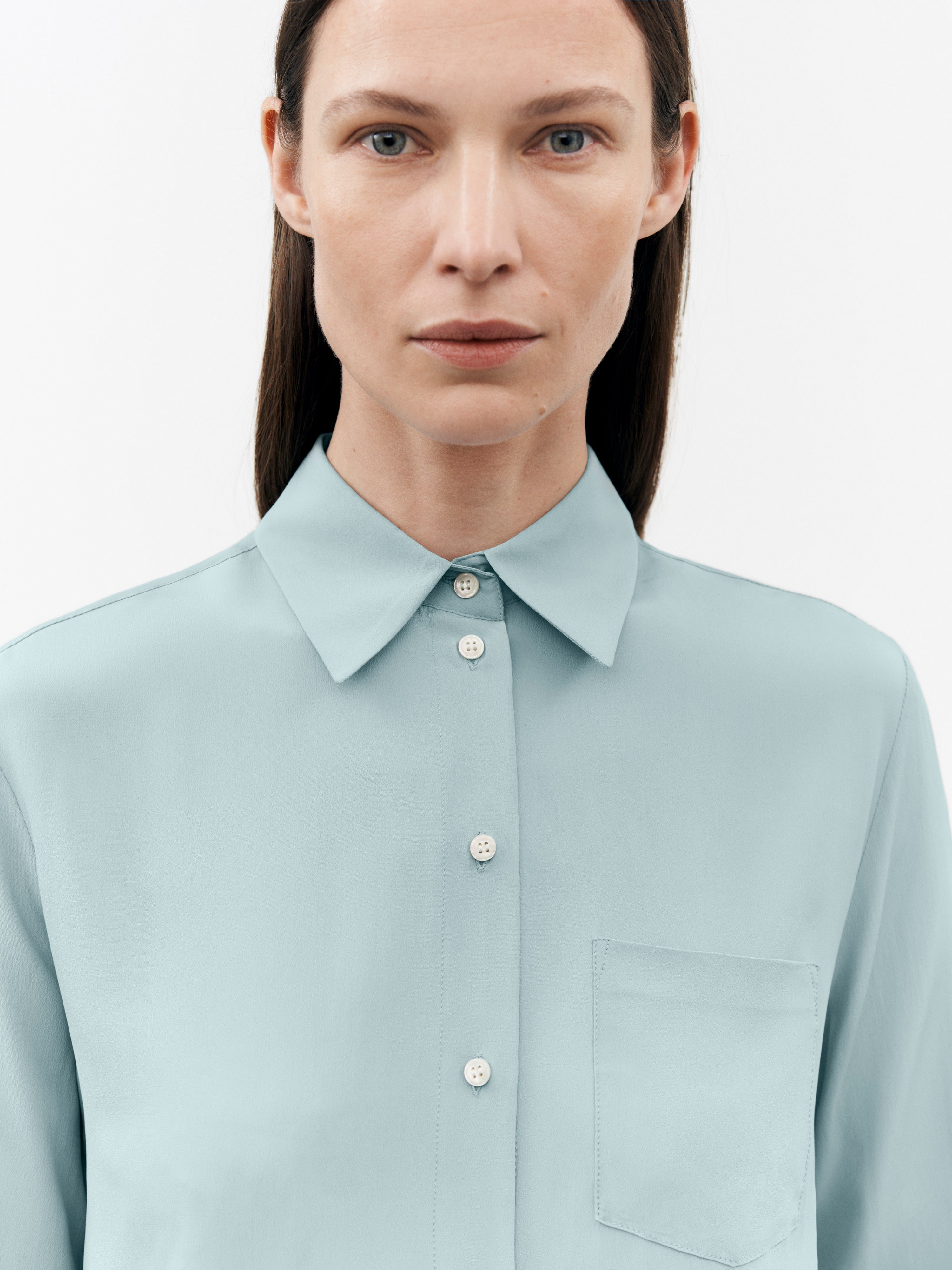 TIGER OF SWEDEN Celosa Shirt in Teal S71217013 | eightywingold 