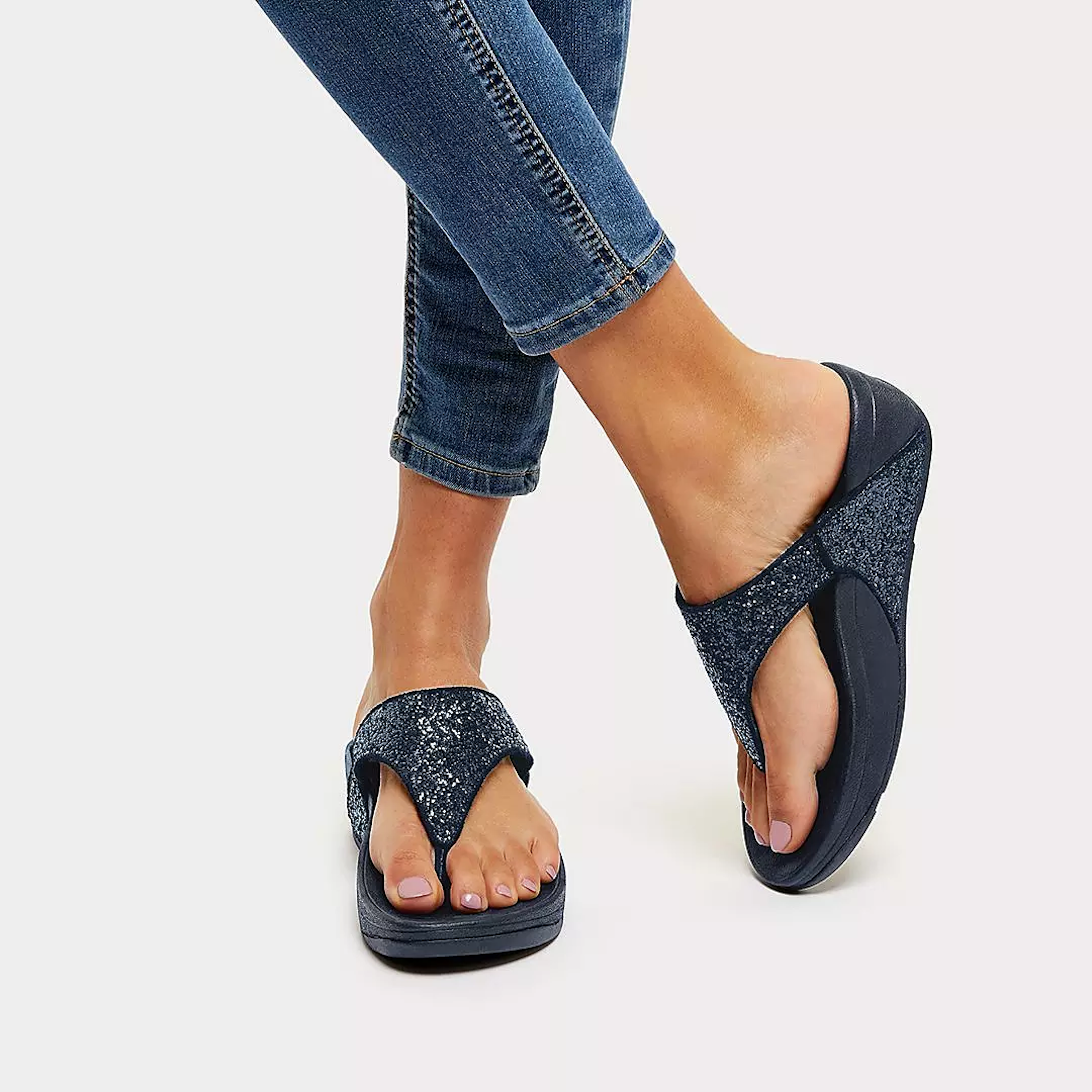 FITFLOP Lulu Glitter Toe-Thongs in Navy X03 | Shop from eightywingold an official brand partner for Fitflop Canada and US.