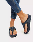 FITFLOP Lulu Glitter Toe-Thongs in Navy X03 | Shop from eightywingold an official brand partner for Fitflop Canada and US.