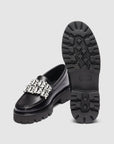 G.H Bass Whitney Crystal Super Lug Weejuns Loafer in Black BAX3W033 | Shop from eightywingold an official brand partner for G.H. Bass in Canada and US.