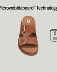 FITFLOP Gen-Ff Buckle Two-Bar Leather Slides in Light Tan  HE8 | Shop from eightywingold an official brand partner for Fitflop Canada and US.