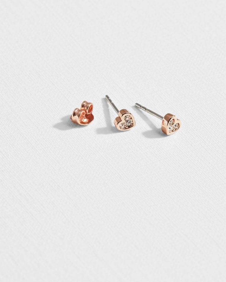Neenia Nano Heart Stud Earring in Rose Gold | eightywingold - official partner of Ted Baker