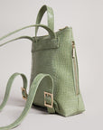 Belax Imitation Croc Non-Leather Backpack in Pl-Green