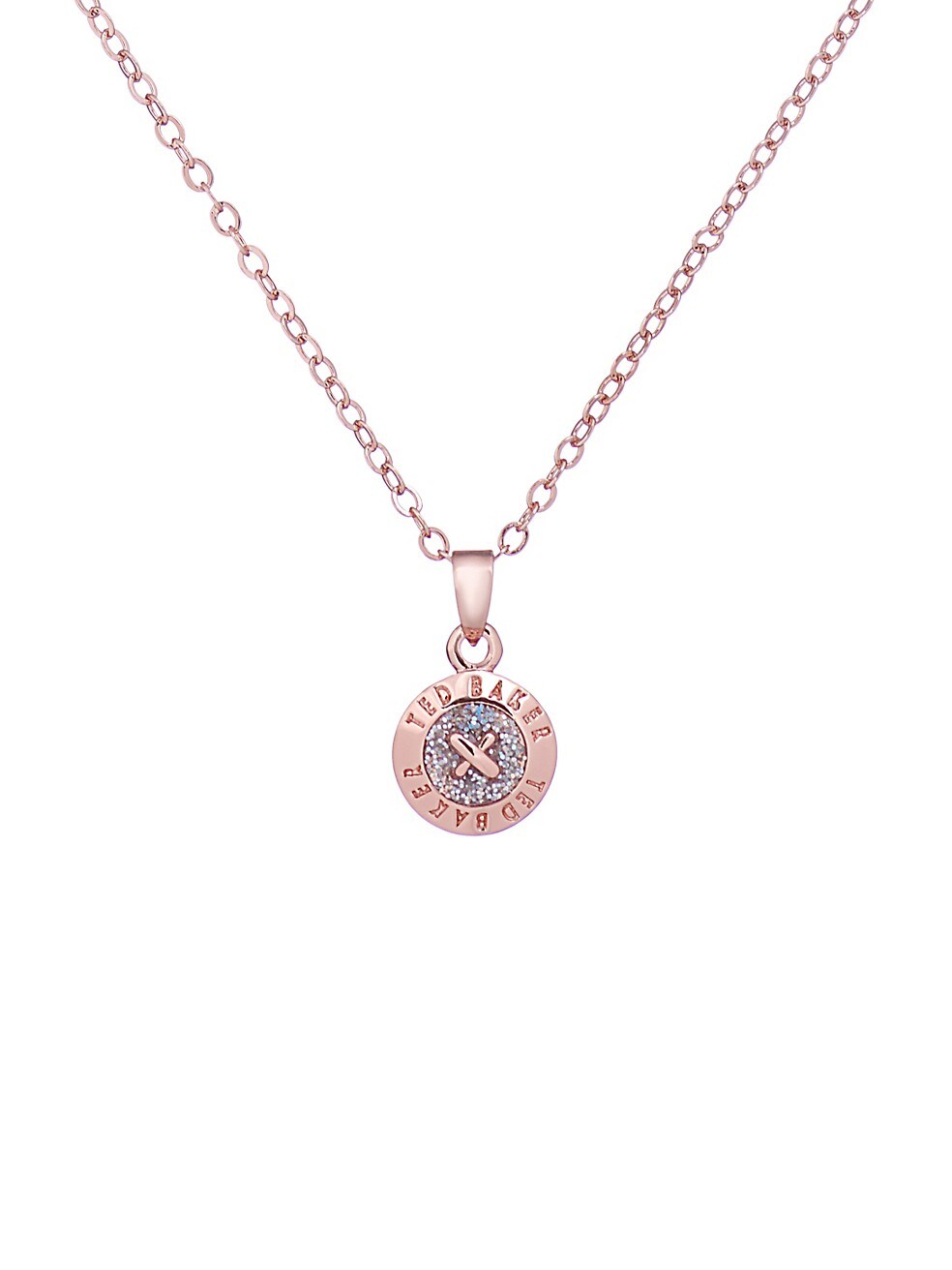 Elvina Enamel Mini Button Pendant in Rose Gold | eightywingold - official partner of Ted Baker