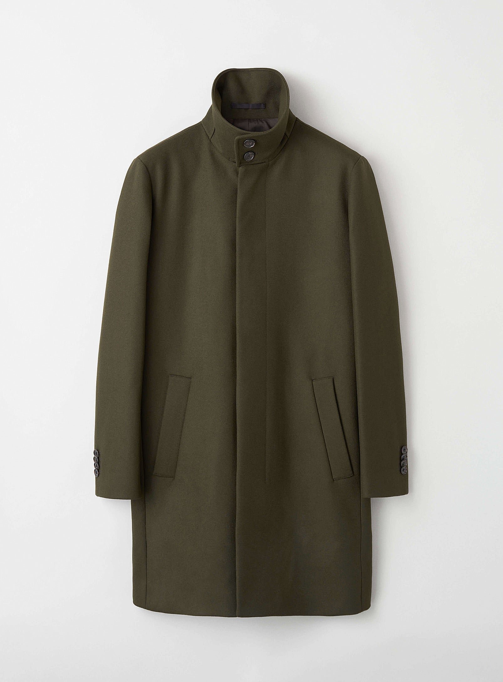 Tiger of Sweden Aleric Stand-Collar Coat in Mossy Green T70419003 | eightywingold