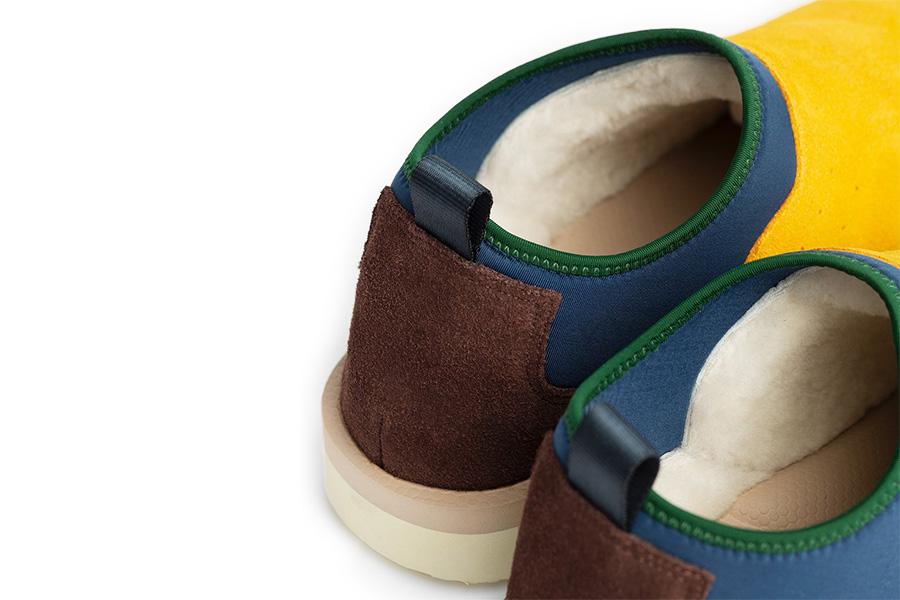 SUICOKE Aim√© Leon Dore Edition RON-MAIM-MID shoes with mixed color  cow suede + shearling linng upper, EVA antibacterial footbed, SUICOKE original sole. From Aim√© Dore capsule collection on SUICOKE Official US &amp; Canada Webstore.