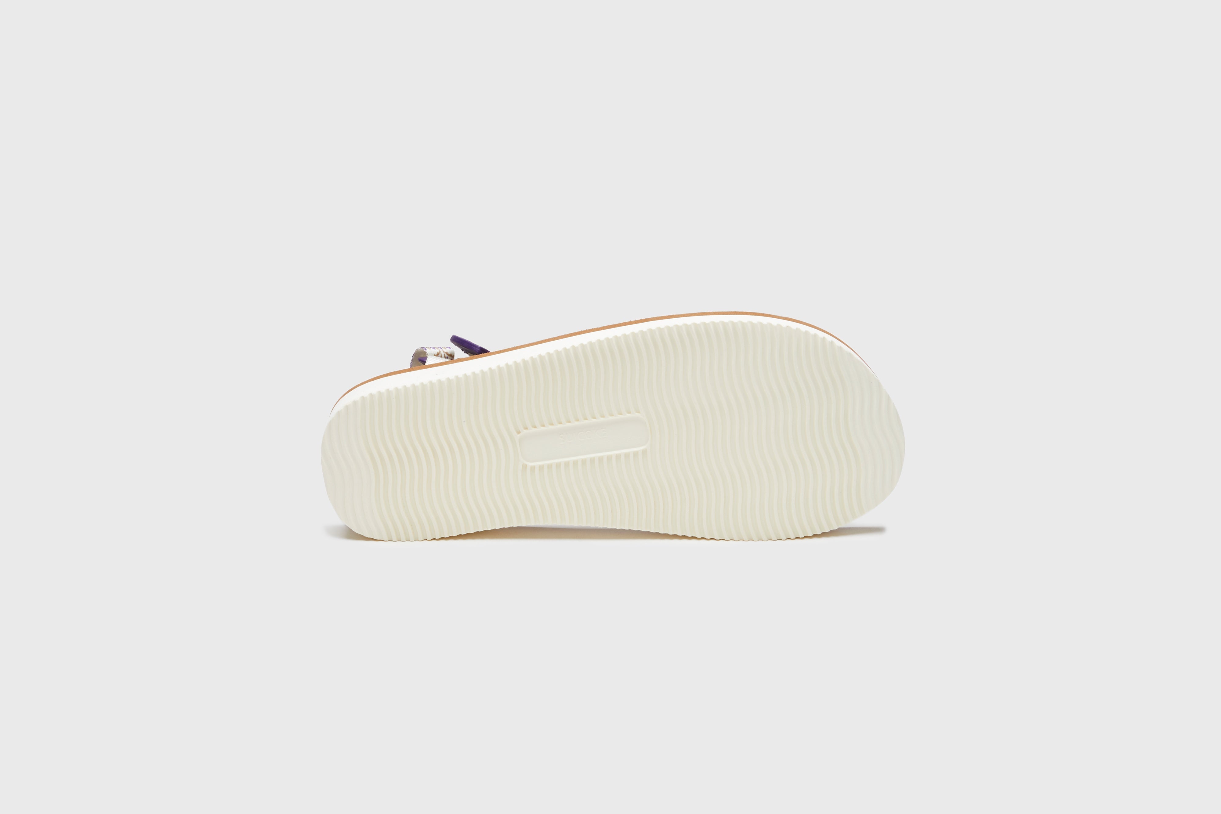 SUICOKE DEPA-2PO sandals with ivory & brown nylon upper, ivory & brown midsole and sole, strap and logo patch. From Spring/Summer 2023 collection on eightywingold Web Store, an official partner of SUICOKE. OG-022-2PO IVORY X BROWN